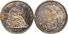 Liberty Seated Half Dollar 1848 Liberty Seated Half Dollar. Proof-65 (PCGS). This Gem is an outstanding representatively of an exceedingly rare early Proof issue in the Liberty Seated half dollar seri