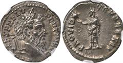 PERTINAX, A.D. 193. AR Denarius (3.39 gms), Rome Mint, A.D. 193. NGC Ch EF, Strike: 4/5 Surface: 4/5. RIC-10a; RSC-40. Obverse: Laureate head right; Reverse: Providentia standing left, raising hands t