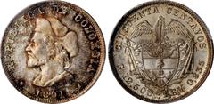 COLOMBIA. Silver 50 Centavos Pattern, 1891. Heaton Mint. PCGS SPECIMEN-67 Gold Shield. Restrepo-P50. Reeded Edge variety. Obverse: Christopher Columbus facing left with date below; Reverse: Shield (sl