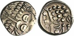 CELTIC BRITAIN Durotriges. Debased AV Stater (5.70gms), circa mid 1st century BC-mid 1st century AD. BMC-2525ff; S-365. celticized head of Apollo; Reverse: Disjointed horse. VERY FINE. Estimate: $500-
