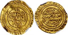 CRUSADER STATES. County of Tripoli. AV Bezant, ND (12th-13th Centuries). Tripolis (Tripoli) Mint. NGC AU-55. A-720; Metcalf-484. Weight: 3.65 gms. Imitating a dinar of the Fatimid caliph al-Mustansir.