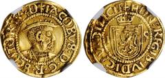 SCOTLAND. 1/3 Ducat, 1540. Edinburgh Mint; mm: lis. James V. NGC VF-35. S-5375; Fr-27; Burns-1 (fig. 756). Weight: 1.90 gms. Third Coinage. An absolute treasure among Scottish gold and one of the most