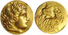 MACEDON. Kingdom of Macedon. Philip III, 323-317 B.C. AV Stater, Magnesia pros Maiandros Mint, ca. 323-319 B.C. ANACS EF 45. SNG ANS-310-4. In the types of Philip II. Obverse: Laureate head of Apollo 