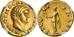OTHO, A.D. 69. AV Aureus (7.39 gms), Rome Mint. NGC Ch EF, Strike: 4/5 Surface: 4/5. RIC-7; Calico-531. Obverse: IMP M OTHO CAESAR AVG TR P, bare head right; Reverse: SECVRITAS PR, Securitas standing 