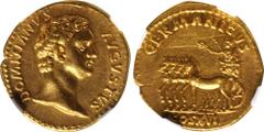 Ancient Coins DOMITIAN, A.D. 81-96. AV Aureus (7.62 gms), Rome Mint, A.D. 92-94. NGC Ch EF, Strike: 5/5 Surface: 2/5. Fine Style. Brushed. RIC-749; Calico-853. Obverse: DOMITIANVS AVGVSTVS, bare head 