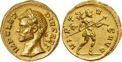 Ancient Coins CLAUDIUS II GOTHICUS, A.D. 268-270. AV Aureus (4.58 gms), Mediolanum Mint. NGC Ch AU, Strike: 5/5 Surface: 3/5. Fine Style. RIC-Unlisted; Calico-3964 corr. (Rome Mint; R5); Huvelin-Lafau