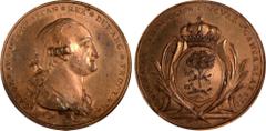World Coins: Jamaica to Mexico MEXICO. Charles IV/Durango Bronze Proclamation Medal, 1790. NGC MS-65 Red. Grove-C-56c; cf. Fonrobert-6781. By G.A. Gil. Obverse: Rightward facing bust of Charles IV; Re