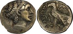 PTOLEMAIC EGYPT. Kleopatra VII Thea Neotera, 51-30 B.C. BI Tetradrachm (14.50 gms), Alexandreia Mint, dated RY 3 (50/49 B.C.). NGC Ch VF, Strike: 4/5 Surface: 3/5. Svor-1818; SNG Cop-399. Obverse: Dia