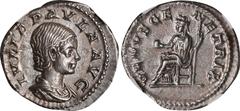 Ancient Coins JULIA PAULA (WIFE OF ELAGABALUS). AR Denarius, Rome Mint, struck under Elagabalus, ca. A.D. 219-220. NGC Ch EF. RIC (Elagabalus)-222; RSC-21. Obverse: Draped bust of Julia Paula right; R