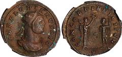 Ancient Coins FLORIANUS, A.D. 276. BI Double-Denarius (Antoninianus), Cyzicus Mint, A.D. 276. NGC Ch EF. RIC-116. Obverse: Radiate and cuirassed bust of Florian right; Reverse: Victory standing right,