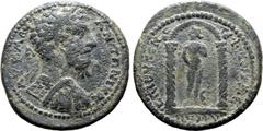 Roman Provincial Marcus Aurelius Æ 31mm of Philadelphia, Lydia. Circa AD 169-176. Eugenetor, magistrate. ΑV Κ Μ ΑV ΑΝΤΩΝΙΝΟϹ, laureate and cuirassed bust to right / ЄΠΙ ЄVΓЄΝЄΤ[OPOC ΦΙΛΑ]ΔЄΛΦЄΩΝ, shri