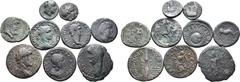 Roman Provincial Lot of 9 Greek & Roman Provincial Æ Coins. 1. Thrace, Ainos Æ 23mm. Circa 200-100 BC. Diademed head of Poseidon to right; monogram below / AINIΩN, Hermes standing to left, holding cad