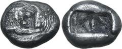 Greek Kingdom of Lydia, Kroisos AR 1/3 Stater. Sardes, circa 561-546 BC. Confronted foreparts of lion to right and bull to left / Two irregular incuse squares. GRPC Lydia S5; SNG Keckman 359; Boston M