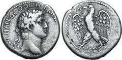 Roman Provincial Otho AR Tetradrachm of Antioch, Seleucis and Pieria. Dated year 1 = AD 69. [ΑΥΤΟΚΡΑ]ΤѠΡ ΜAPKOC ΟΘѠΝ KAICA[P ϹЄΒΑϹΤΟϹ], eagle standing facing on wreath, with wings spread, head to left