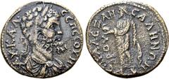 Roman Provincial Septimius Severus Æ 23mm of Sala, Lydia. AD 193-211. Alexandros, magistrate. AV•KA•Λ•CЄΠ CЄOVH[POC?], laureate, draped and cuirassed bust to right / ЄΠI AΛЄΞANΔPOV CAΛHNΩN, Zeus stand
