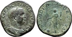 Roman Imperial Balbinus Æ Sestertius. Rome, AD 238. IMP CAES D CAEL BALBINVS AVG, laureate, draped and cuirassed bust to right / PROVDENTIA DEORVM, Providentia standing facing, head to left, holding w