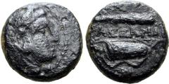 Greek Cyprus, Salamis Æ 10mm. Nikokreon, circa 332-323 BC. In the name and types of Alexander III of Macedon. Head of Herakles to right, wearing lion skin headdress / ΑΛΕΞΑΝΔ, bow above, bow and bow c