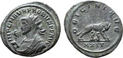 Probus Probus BI Antoninianus. Siscia, AD 277. IMP C M AVR PROBVS P F AVG, radiate and mantled bust to left, holding eagle-tipped sceptre / ORIGINI AVG, She-wolf standing to right, suckling Romulus an