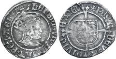 Medieval and World Great Britain, Tudor. Henry VII AR Half Groat. Profile Issue. Canterbury mint, 1504-1509. (martlet) HЄnRIC'× VII'× DI'× GRA'× RЄX'× AGL'× Z ×, crowned bust to right / (rose) POSVI'×