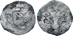 Medieval and World Romania, Moldavia (Principality). Petru III (Petru Aron) AR 1/2 Groat. 1451-1452 / 1454-1457. Facing bull's head; star above, rosette and crescent flanking / Cross moline within shi