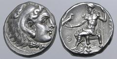 Greek Seleukid Empire, Seleukos I Nikator AR Drachm. Ekbatana, after 295 BC. In the name and types of Alexander III of Macedon. Head of Herakles to right, wearing lion skin headdress / Zeus Aëtophoros
