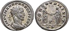 Probus Probus BI Antoninianus. Siscia, AD 277. IMP C M AVR PROBVS P F AVG, radiate, draped and cuirassed bust to right / CONCORD MILIT, emperor and Concordia standing facing each other, clasping hands