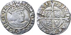 Medieval and World Great Britain, Tudor. Henry VIII AR Groat. Thomas Wolsey, archbishop. York mint, 1526-1544. (voided cross) ҺЄNRIC' ˣ VIII' ˣ D' ˣ G' ˣ R' ˣ ΛGL' ˣ Z ˣ FRΛC', crowned bust to right /