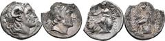 Greek Lot of 2 Broken Greek AR Tetradrachms. Comprised of a tetradrachm of Lysimachos and a Seleukid tetradrachm. Lot sold as seen - no returns.
