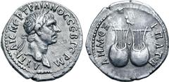 Roman Provincial Trajan AR Drachm of the Koinon of Lycia. AD 98-99. AYT KAIC NЄP TPAIANOC CЄB ΓЄPM, laureate head to right / ΔHM ЄΞ YΠAT B, two lyres; above, bird standing to left. RPC III 2677; SNG H