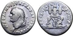 Roman Imperial Titus AR Denarius. Rome, early - mid AD 80. IMP TITVS CAES VESPASIAN AVG P M, laureate head to right / TR P IX IMP XV COS VIII P P, trophy of arms, at base of which Britannia seated to 