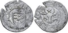 Medieval & World Romania, Moldavia (Principality). Ştefan II(?) BI 1 ½ Groats. 1438-1440. ✠ [...] ЄRA, facing bull's head; star above, rosette and crescent flanking / ✠ ᙏO[...]ꞂI, shield with three ba