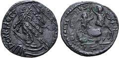 A Collection of Migratory Period Coins "Carausius II" Æ 19mm. Uncertain (British?) mint, circa AD 354-358. Overstruck on GLORIA EXERCITVS type BI Nummus. DOMNO C[ARAVSIVS], diademed, draped and cuiras