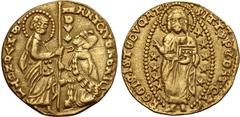 A Collection of Medieval and World Coins Italian States, Venezia (Venice, Republic). Antonio Venier AV Ducato. Doge LXII, 1382-1400. ANTON • VЄNЄRIO • S • M • VЄNЄTI •, St. Mark standing to right, hol