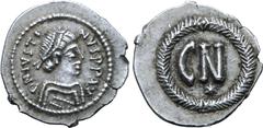 Byzantine Justin II AR 1/3 Siliqua (250 Nummi). Rome, AD 567-578. D N IVSTINVS P P AV, diademed bust to right, wearing ornamental robe / Large CN; star below, all within wreath. BCI 164 (heavy ¼ siliq