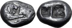 GREEK Kingdom of Lydia, Kroisos AR 1/3 Stater. Sardes, circa 561-546 BC. Confronted foreparts of lion to right and bull to left / Two irregular incuse squares. GRPC Lydia S5; SNG Keckman 359; Boston M