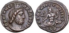 ROMAN IMPERIAL Anonymous Æ Nummus. Alexandria, time of Maximinus II, AD 310-313. DEO SANCTO SARAPIDI, draped bust of Serapis to right, wearing modius / DEO SANCTO NILO, Nilus reclining to left, holdin