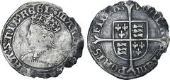 Medieval & World Great Britain, Tudor. Mary I AR Groat. Tower mint, 1553-1554. • MARIA (pomegranate) D G AꞂG FRA' S ⦂ hIB' RЄGI ★, crowned bust to left / VЄRITAS (pomegranate) TЄᙏPORIS FILIA, quartere