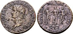 PADUANS Caligula Æ Struck Paduan "Sestertius". Dies engraved by Giovanni Cavino/workshop (1500-1570). C • CAESAR • AVG • GERMANICVS • PON • M • TR • POT, laureate head to left / AGRIPPINA DRVSILLA IVL