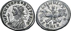 Probus Probus BI Antoninianus. Cyzicus, AD 280. IMP C M AVR PROBVS P F AVG, radiate and mantled bust to left, holding eagle-tipped sceptre / SOLI INVICTO, Sol in spread quadriga, holding whip; C M bel