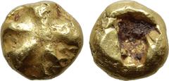 Greek Ionia, uncertain mint EL Myshemihekte - 1/24 Stater. Circa 600-550 BC. Lydo-Milesian standard. Floral pattern (palmette?) / Incuse square. Unpublished; Roma V, 320; cf. Heritage 3073, 32080 (1/8