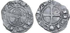 Medieval & World Crusader States, Antioch (Principality). Bohémond III BI Denier. 1163-1201. ✠ BOAMVNDVS, bust to left, wearing helmet and chain mail armour; crescent to left, star to right / ✠ ANTIOC