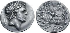 Greek Kingdom of Macedon, Perseus AR Tetradrachm. Amphipolis or Pella mint, circa 171-168 BC. Reduced standard. Diademed head to right / Eagle, with wings spread, standing to right on thunderbolt; BAΣ