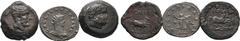 Greek Lot of 3 Mixed Greek and Roman BI and Æ Coins. Includes: 1) Greco-Baktrian Kingdom, Euthydemos I Theos Megas Æ 22mm. Aï Khanoum, circa 225-208/6 BC. Head of Herakles to right / Horse galloping t