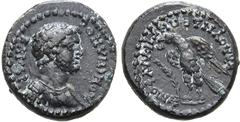 ROMAN PROVINCIAL Domitian, as Caesar, Æ 14mm of Blaundus, Lydia. AD 69-81. Ti Klaudios Phoinix, magistrate. ΔΟΜΙΤΙΑΝΟϹ ΚΑΙϹΑΡ, bare-headed, draped and cuirassed bust to right / ΒΛΑΟΥΝΔЄΩΝ ΤΙ ΚΛΑΥ ΦΟΙΝ