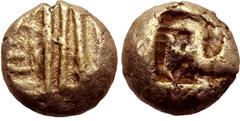 Greek No Reserve Ionia, uncertain mint EL 1/12 Stater. Circa 650-600 BC. Lydo-Milesian standard. Striations / Straited square divided incuse punch. M. Kerschner and K. Konuk, 'The Artemision of Ephesu