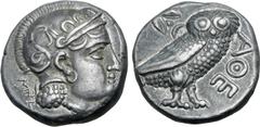 Greek No Reserve Baktria, 'Athenian Series' AR Didrachm. Uncertain mint in the Oxus region, circa 261-239/8 BC. Attic standard. Head of Athena to right, wearing earring, necklace, and crested Attic he