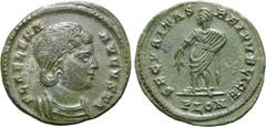 Roman Imperial No Reserve Helena (mother of Constantine I) BI Nummus. London, AD 324-325. FL HELENA AVGVSTA, diademed and draped bust to right / SECVRITAS REI PVBLICE, Securitas standing to left, lowe