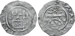 Medieval & World No Reserve Crusader States, Latin Kingdom of Jerusalem. Time of Queen Sibylla BI Denier. Emergency coinage struck during the siege of Jerusalem, September 1187. ✠ [illegible legend of