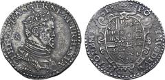Medieval & World No Reserve Italian States, Napoli (Naples, Kingdom). Filippo II di Spagna AR Mezzo Ducato. 1st phase, as King of England, France and Naples, and Prince of Spain. Giovanni Battista Rav