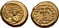 Byzantine Heraclius, with Heraclius Constantine, AV Solidus. Carthage, AD 634/5. D N ЄRACLIO ЄT ЄRA CONST PP, crowned and draped facing busts of Heraclius and Heraclius Constantine; cross above / VICT